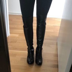 Stuart Weitzman 5050 Napa Black Leather Boots 8.5